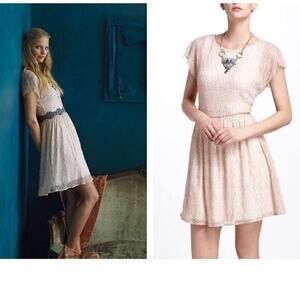 ANTHROPOLOGIE WESTON WEAR sz S Frothed Dot dress in blush pink EUC